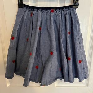 Pink Chicken embroidered apple skirt